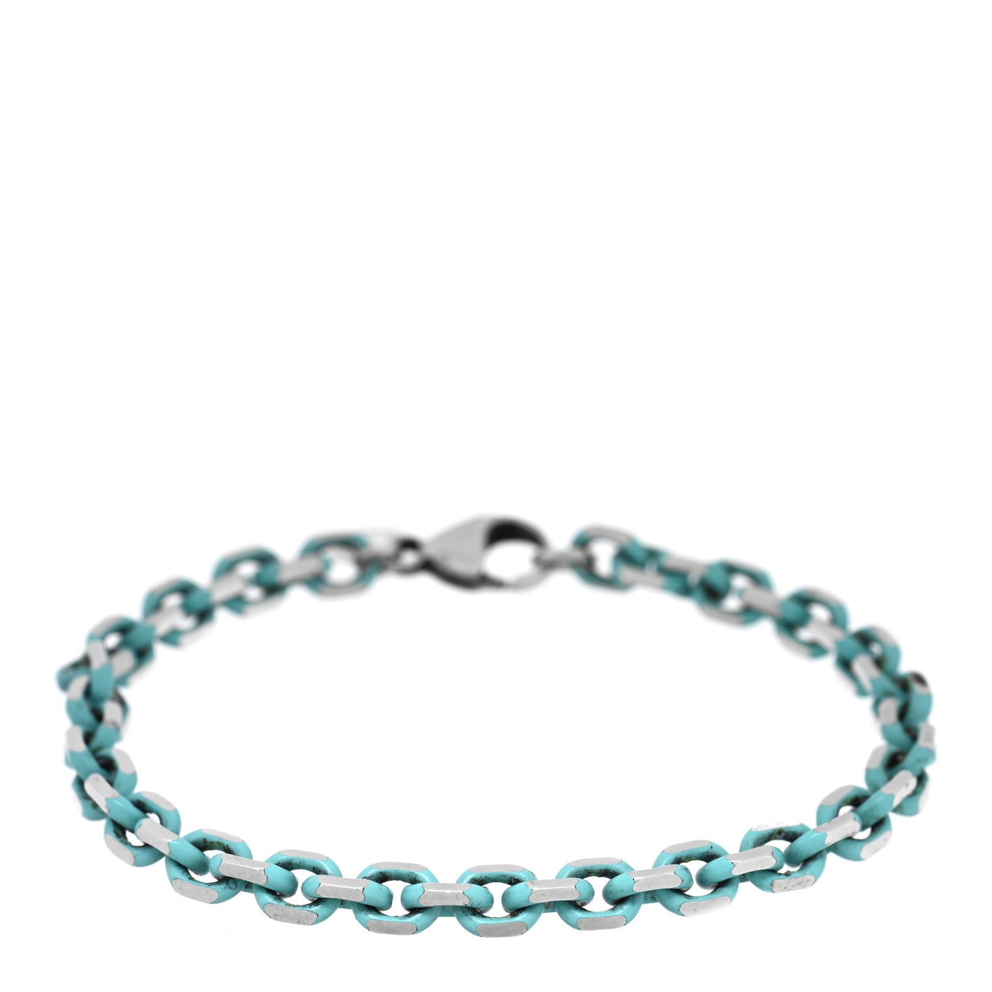 Sterling Silver Enamel Link Bracelet Blue