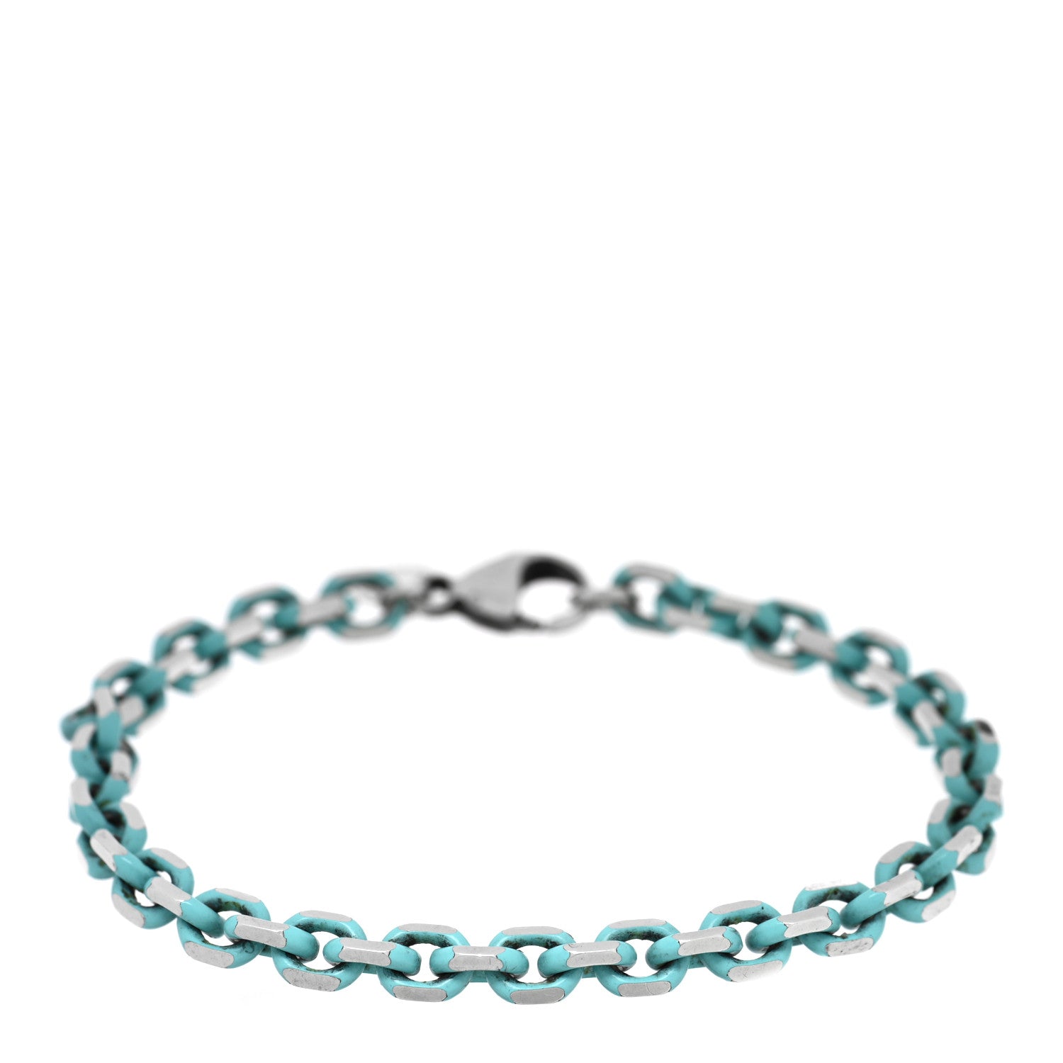 Tiffany Sterling Silver Enamel Link Bracelet Blue 1 of 4