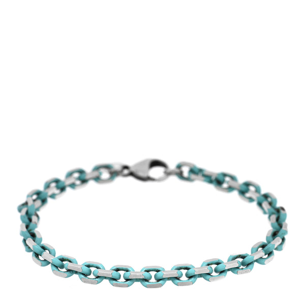 Tiffany Sterling Silver Enamel Link Bracelet Blue 1837910