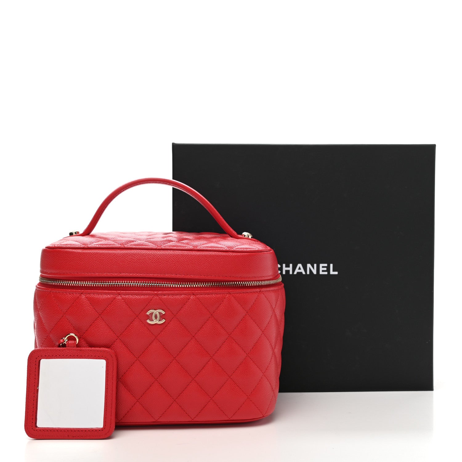 Chanel Caviar Quilted Large Vanity Pouch Red 10 of 10