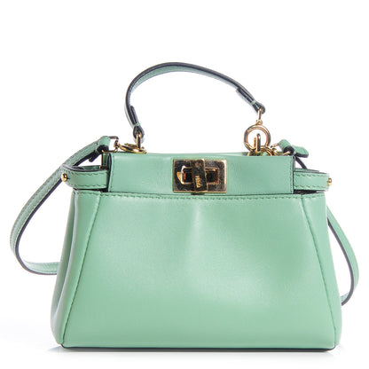 Fendi Shiny Nappa Micro Peekaboo Iconic Satchel Verde Acqua 1 of 12