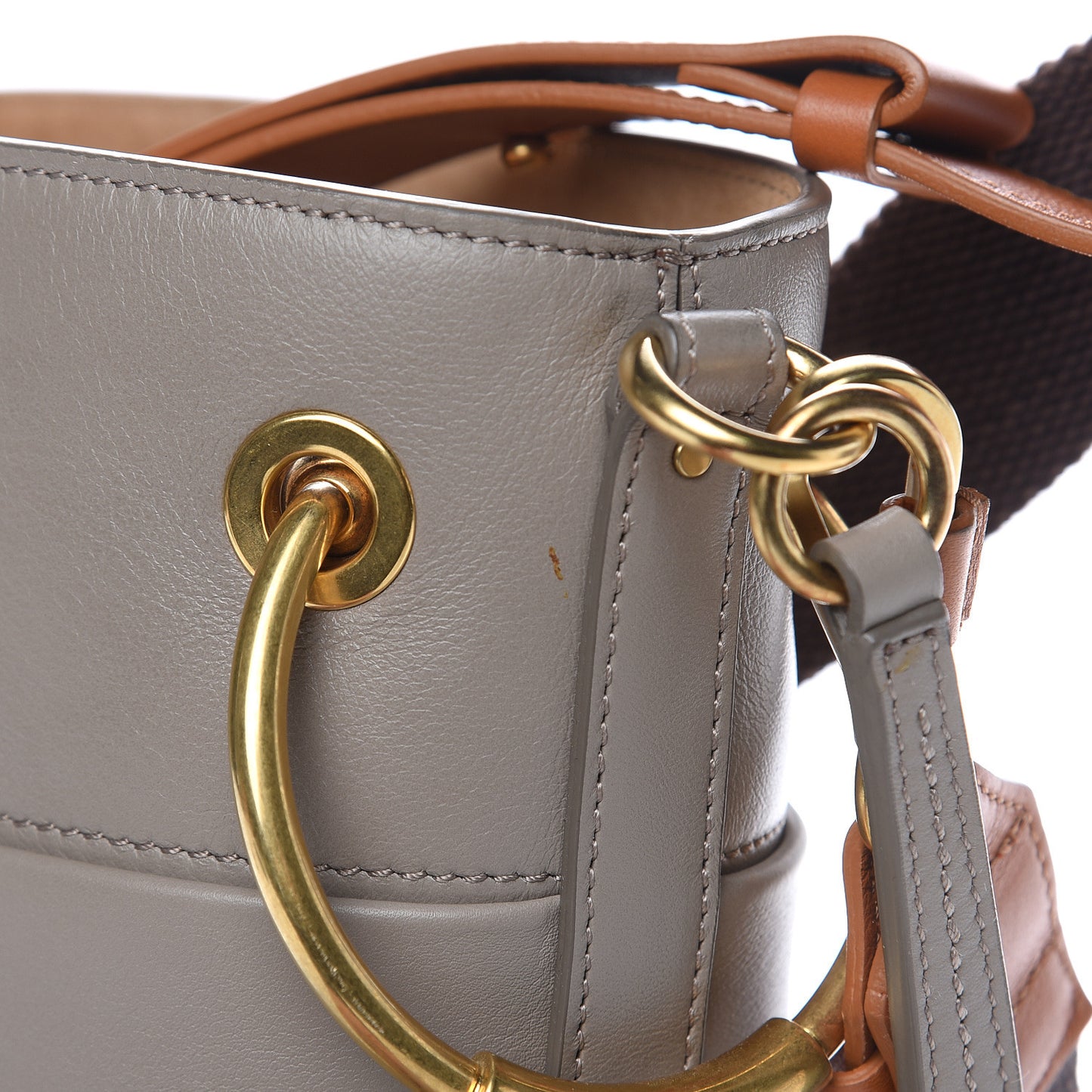 Smooth Calfskin Small Roy Bucket Bag Motty Grey