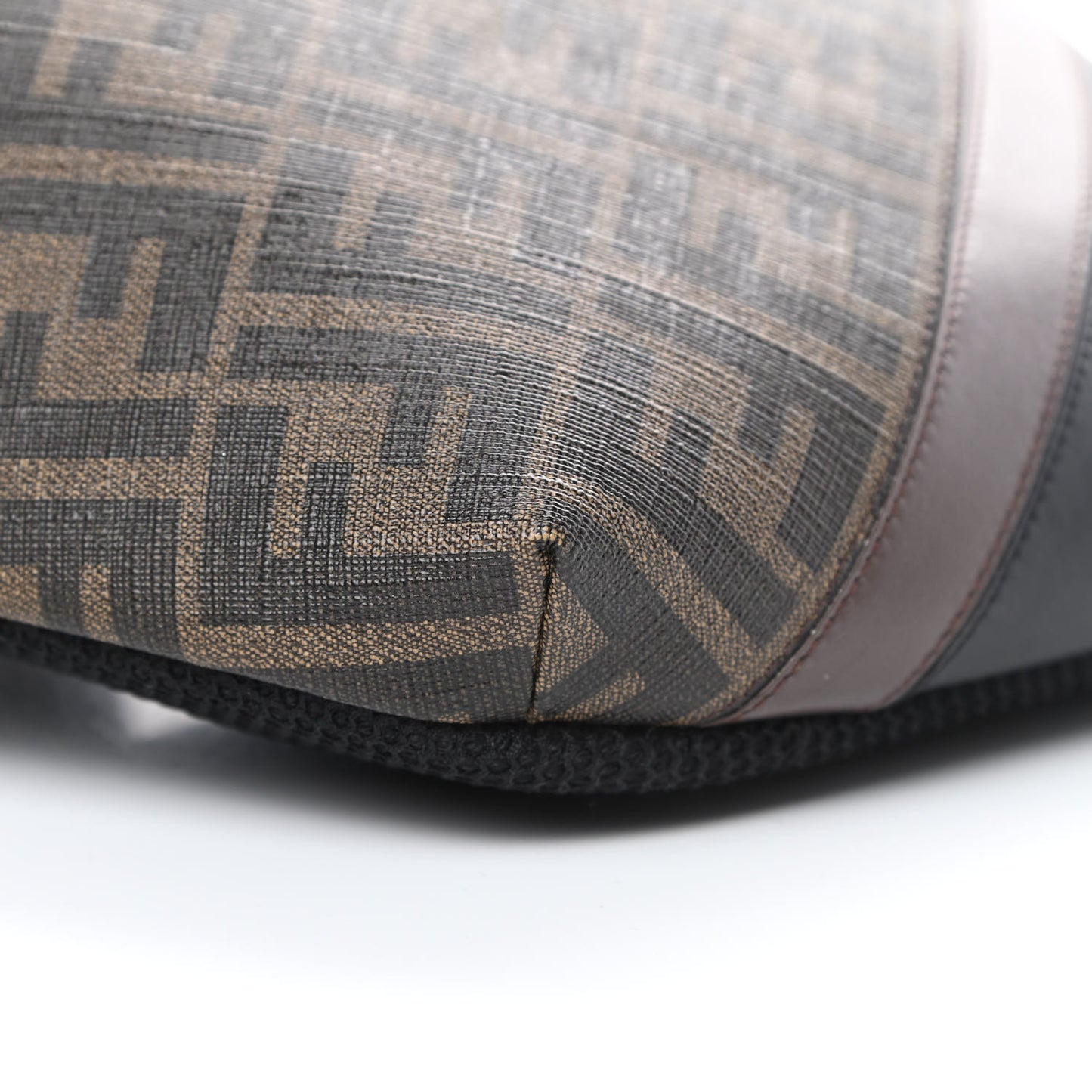Glazed Fabric Vitello Liberty FF 1974 Diagonal Belt Bag Tobacco Moresco Black