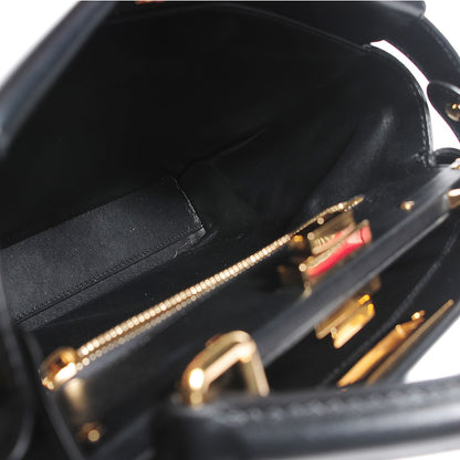 Fendi Vitello Morgan Shiny Nappa Medium Peekaboo Iconic Satchel Black 5 of 10