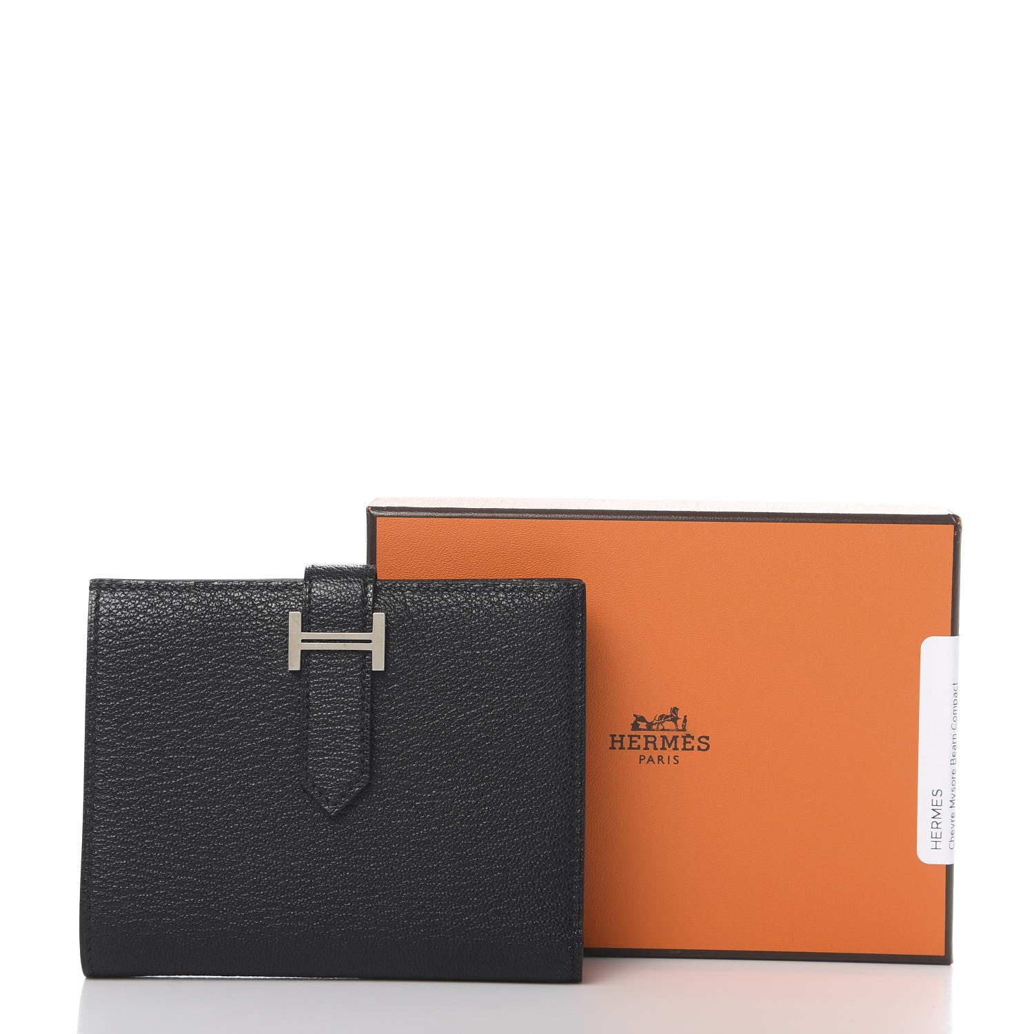 Hermes Chevre Mysore Bearn Compact Wallet Black 8 of 8