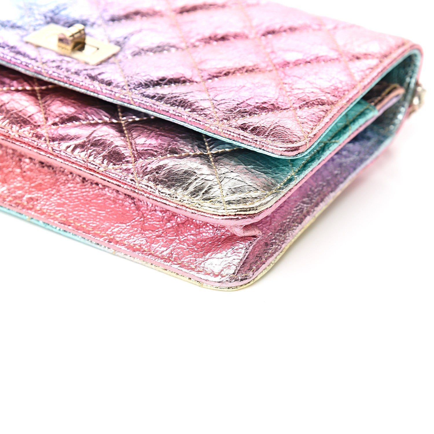 Chanel Metallic Goatskin Quilted 2.55 Reissue Wallet on Chain WOC Multicolor 9 of 10