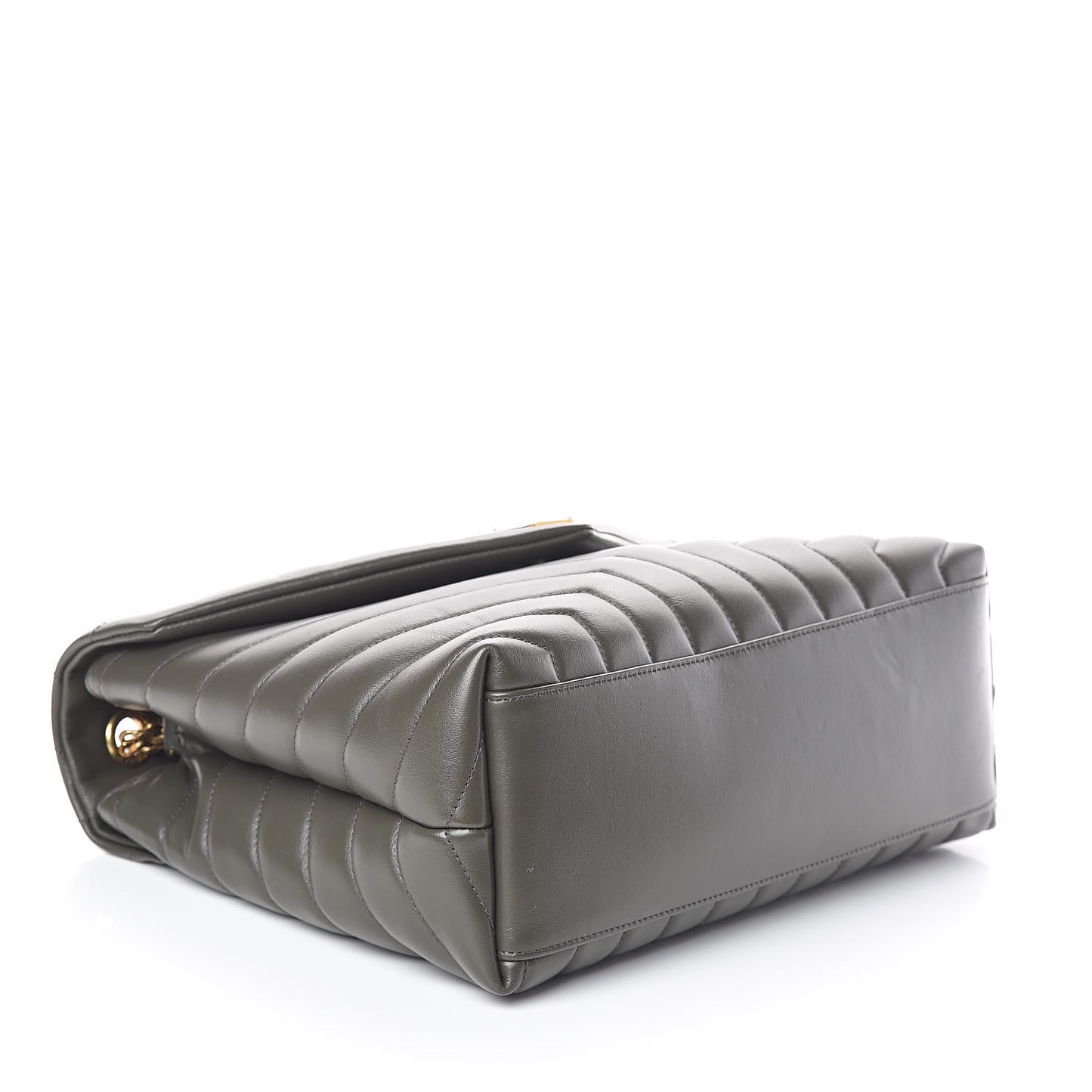 Calfskin Y Quilted Monogram Medium Loulou Chain Satchel Kaki Fonce