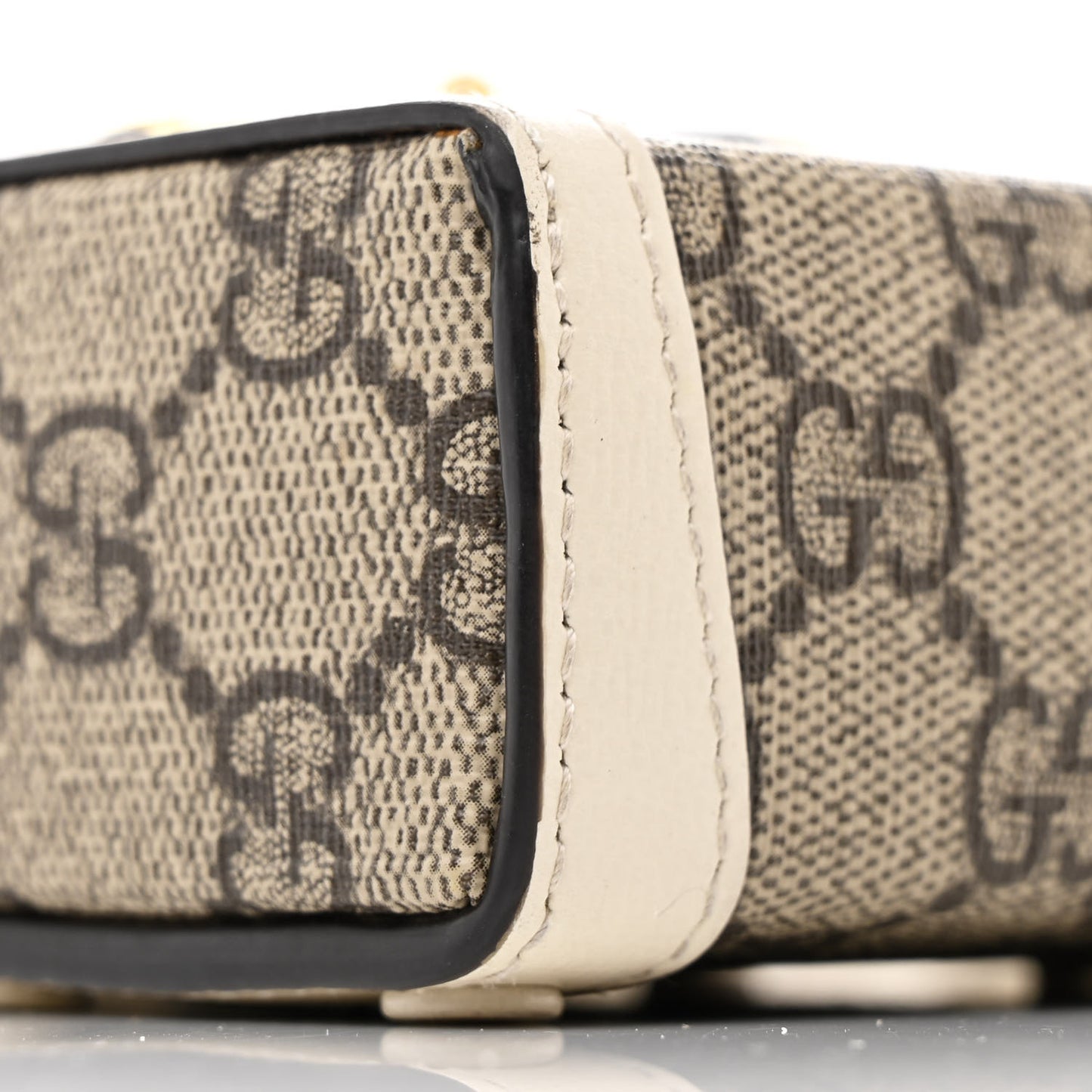 GG Supreme Monogram Azalea Calfskin Mini Horsebit 1955 Crossbody Bag Beige Ebony Mystic White