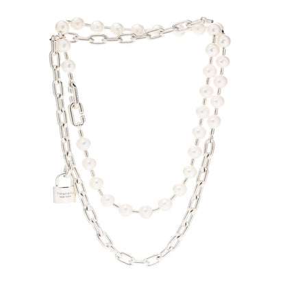 Tiffany Sterling Silver Pearl HardWear Lock Necklace 3 of 6