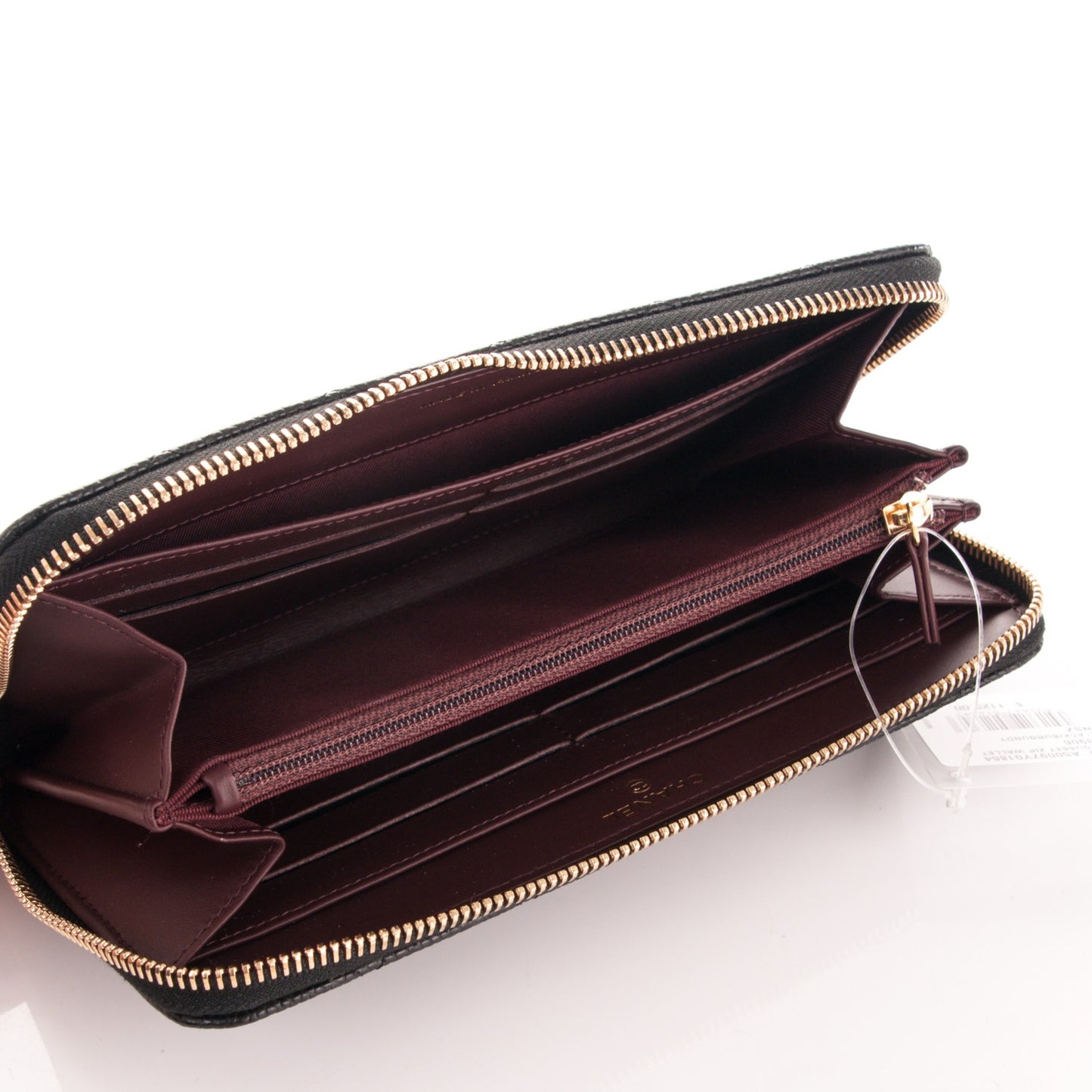 Caviar Quilted Large Gusset Zip Around Wallet Black