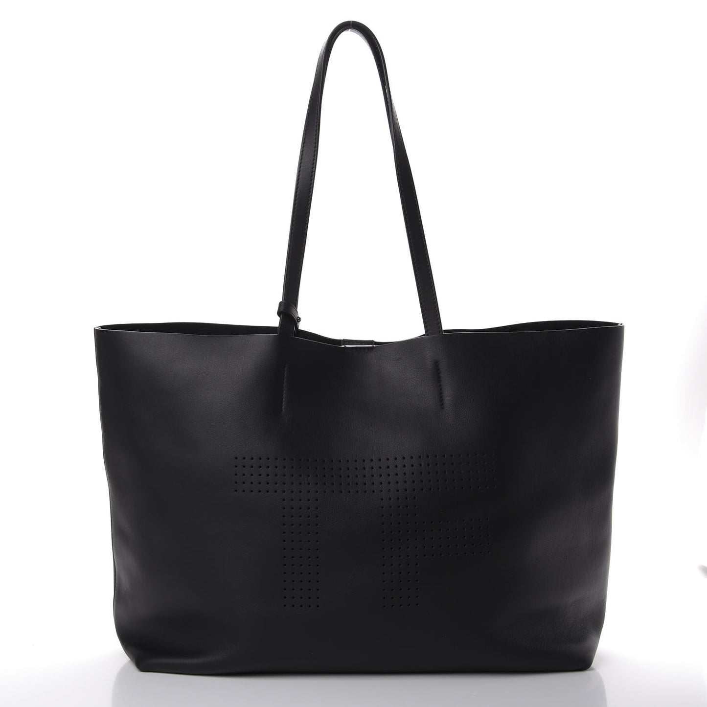 Calfskin Perforated Logo Tote Black