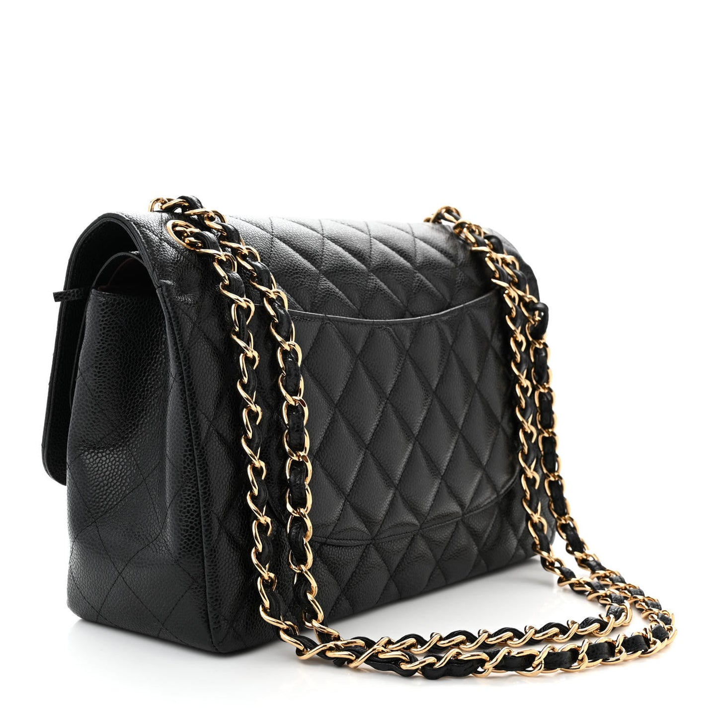 Caviar Quilted Jumbo Double Flap Black