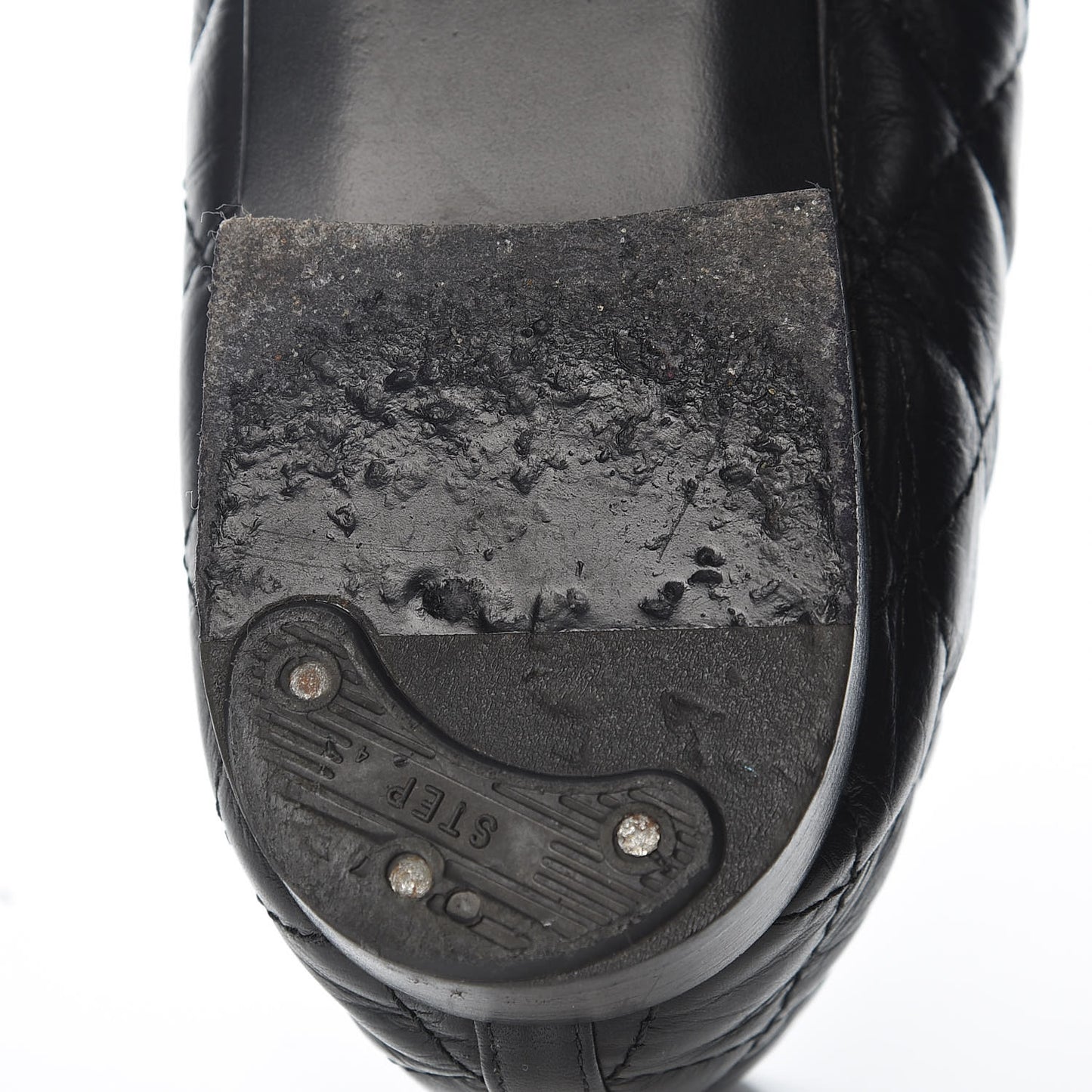 Aged Calfskin Quilted CC Cap Toe Ballerina Flats 39.5 Black