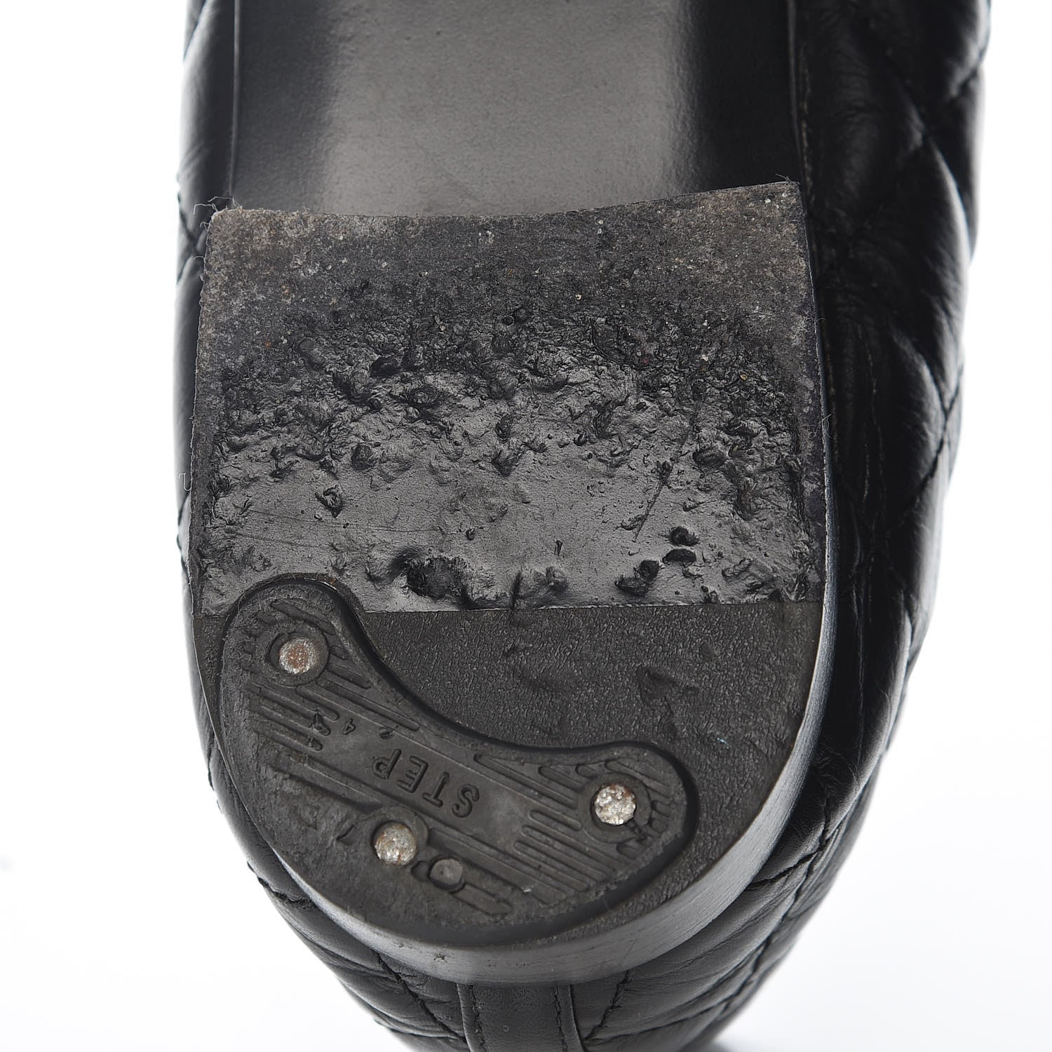 Chanel Aged Calfskin Quilted CC Cap Toe Ballerina Flats 39.5 Black 12 of 14