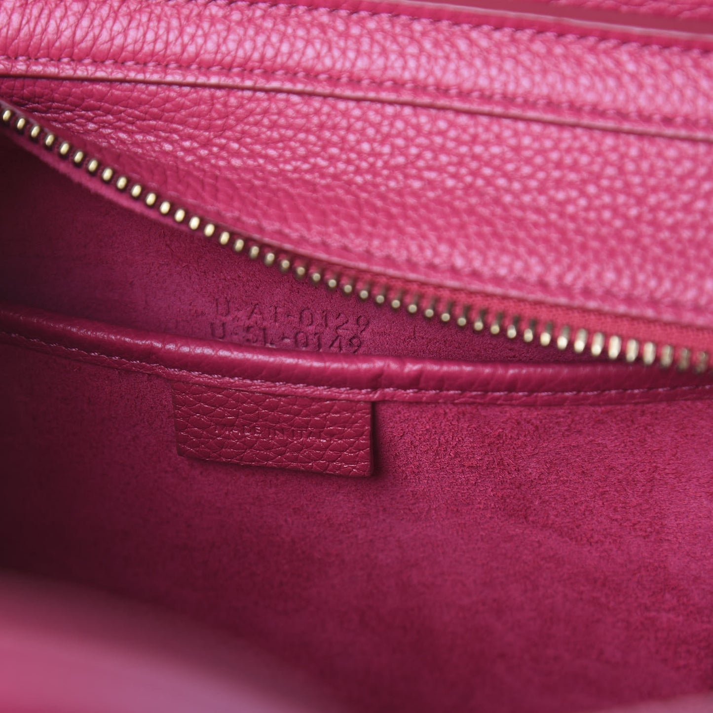 Drummed Calfskin Nano Luggage Fuchsia