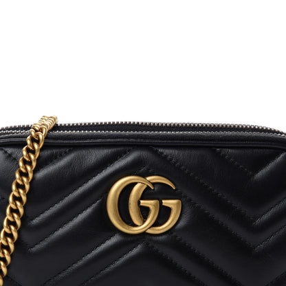 Gucci Calfskin Matelasse Mini GG Marmont Chain Crossbody Bag Black 11 of 12