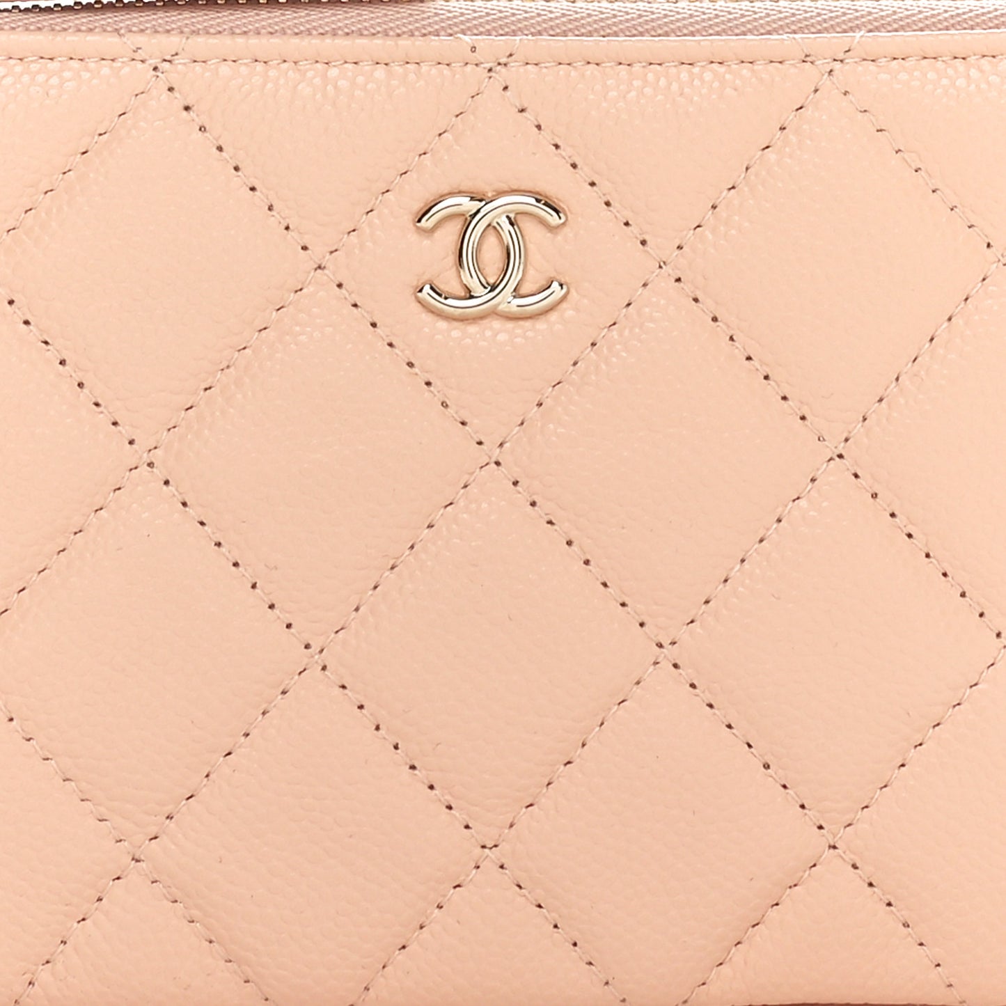 Caviar Quilted Small Cosmetic Case Light Beige