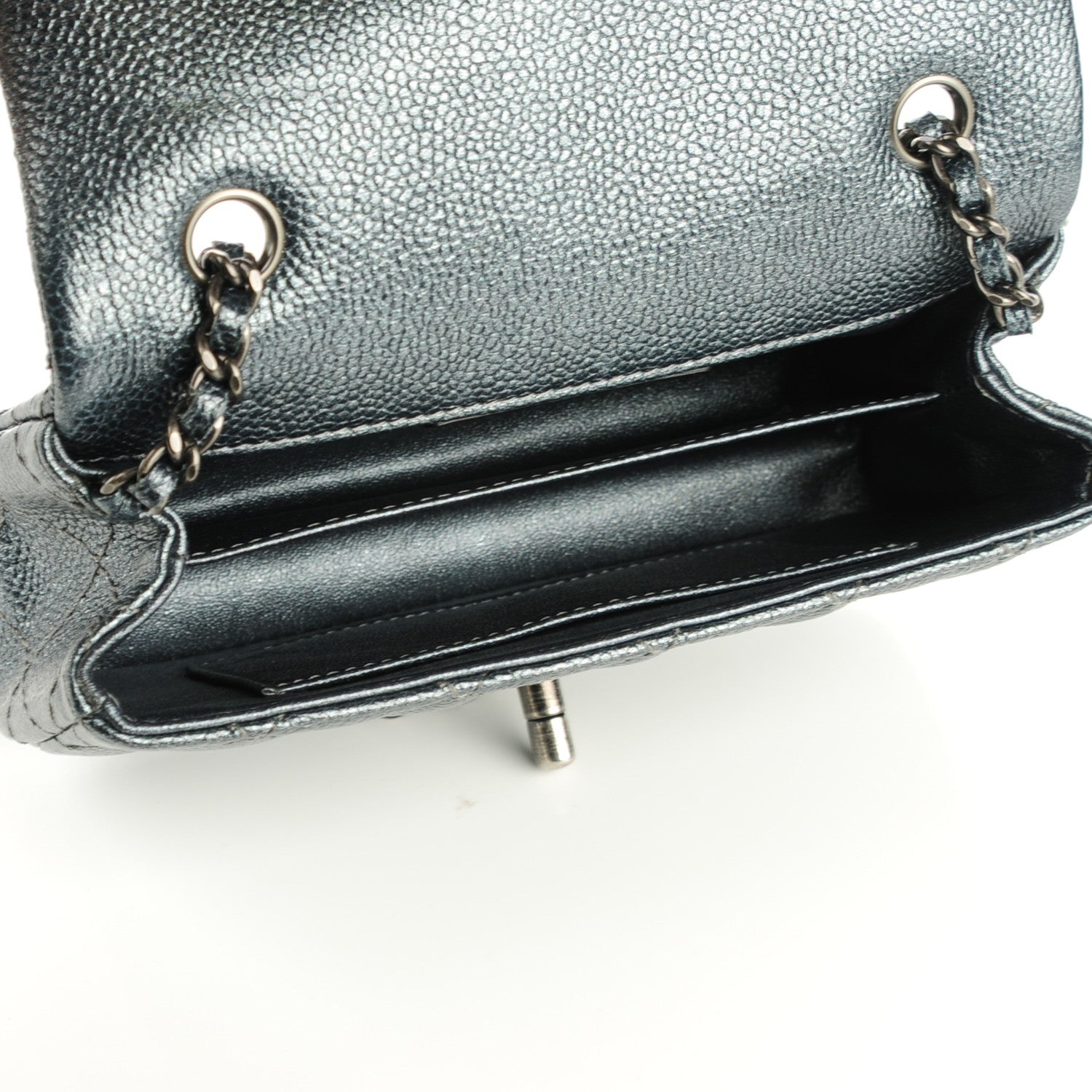 Chanel Metallic Caviar Quilted Extra Mini Flap Dark Grey 6 of 8