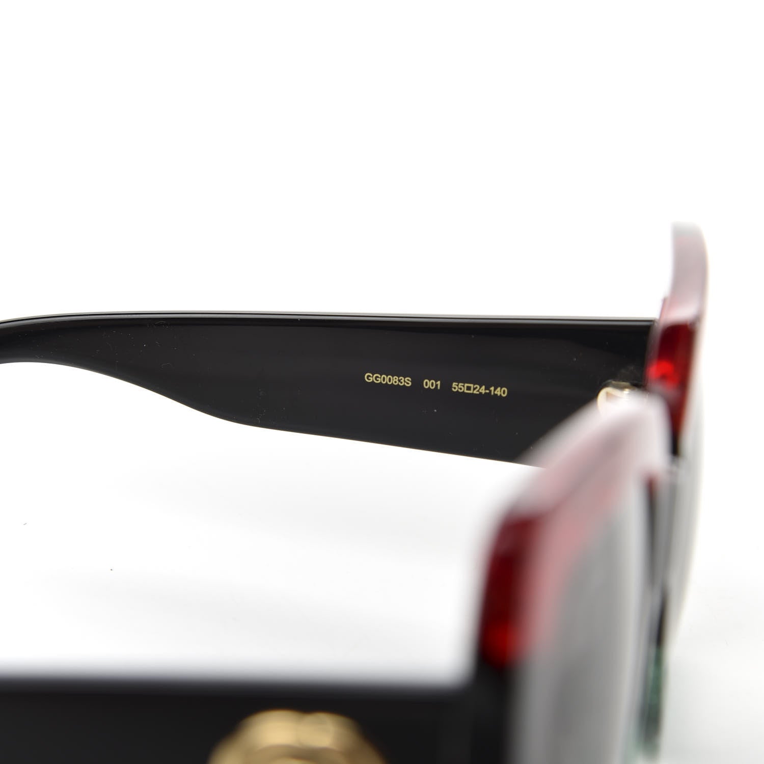 Gucci Acetate Square Frame Sunglasses GG0083S Glitter Red Black Green 6 of 8
