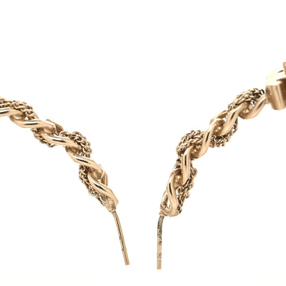 Chanel Metal CC Turnlock Chain Hoop Earrings Gold 3 of 5