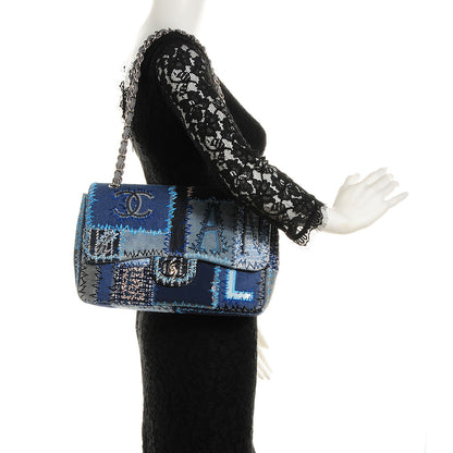 Chanel Patchwork Jumbo Single Flap Blue 2 of 8