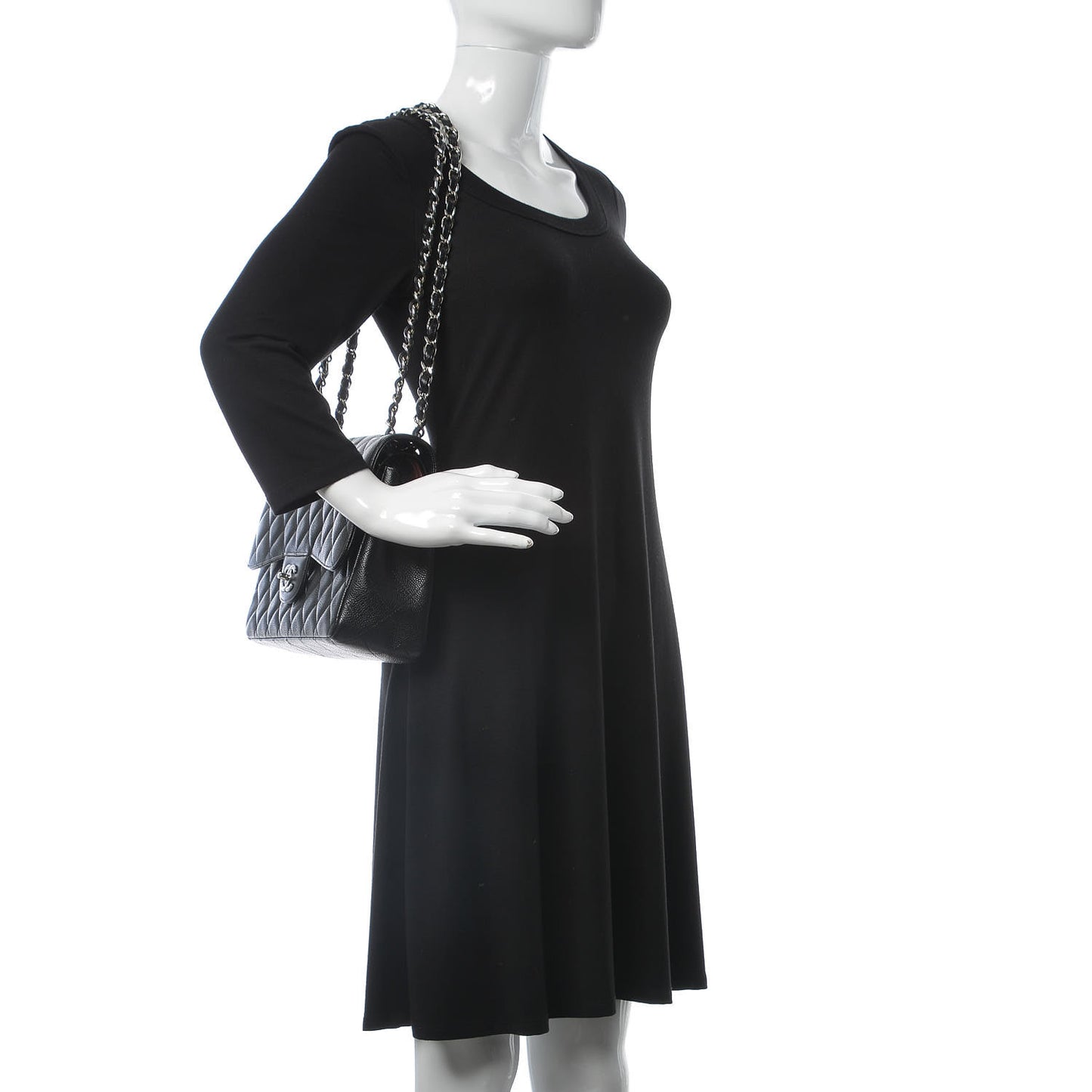 Caviar Quilted Jumbo Double Flap Black