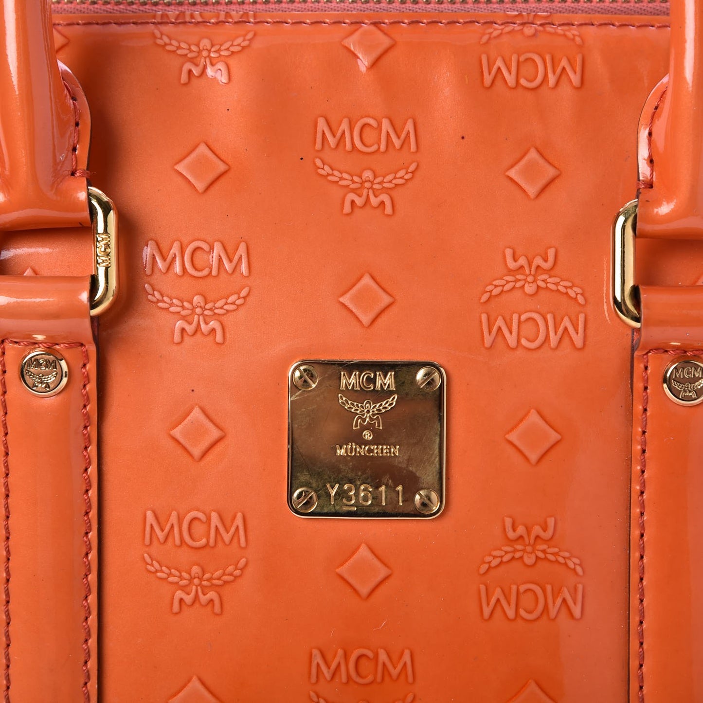Monogram Patent Zip Top Tote Orange
