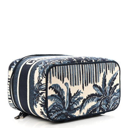 Christian Dior Canvas Embroidered Palm Tree Diortravel Vanity Case Blue Multicolor 4 of 8