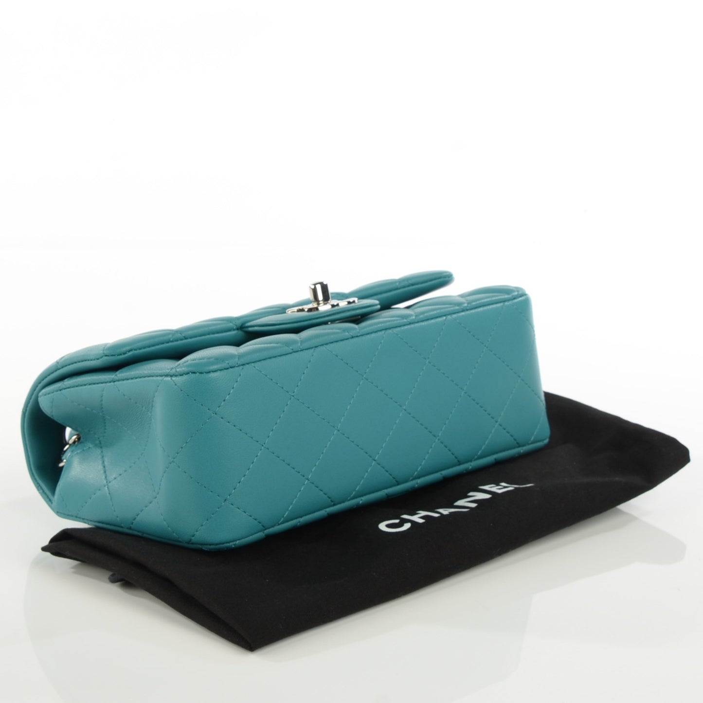Lambskin Quilted Mini Rectangular Flap Turquoise