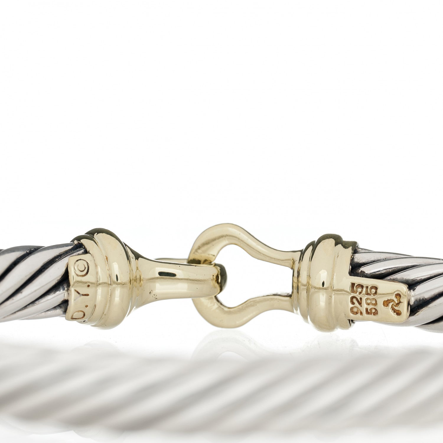 David Yurman Sterling Silver 14K Yellow Gold 7mm Cable Classic Buckle Bracelet 3 of 3