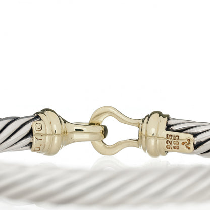 David Yurman Sterling Silver 14K Yellow Gold 7mm Cable Classic Buckle Bracelet 3 of 3