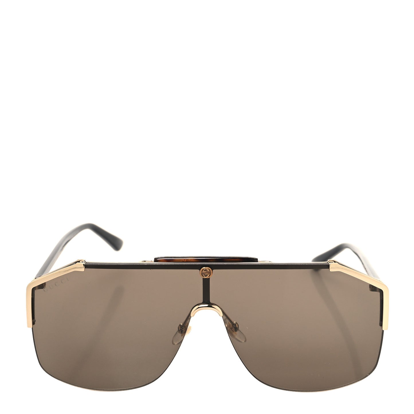 Metal Rimless Square Sunglasses GG0291S Black Gold
