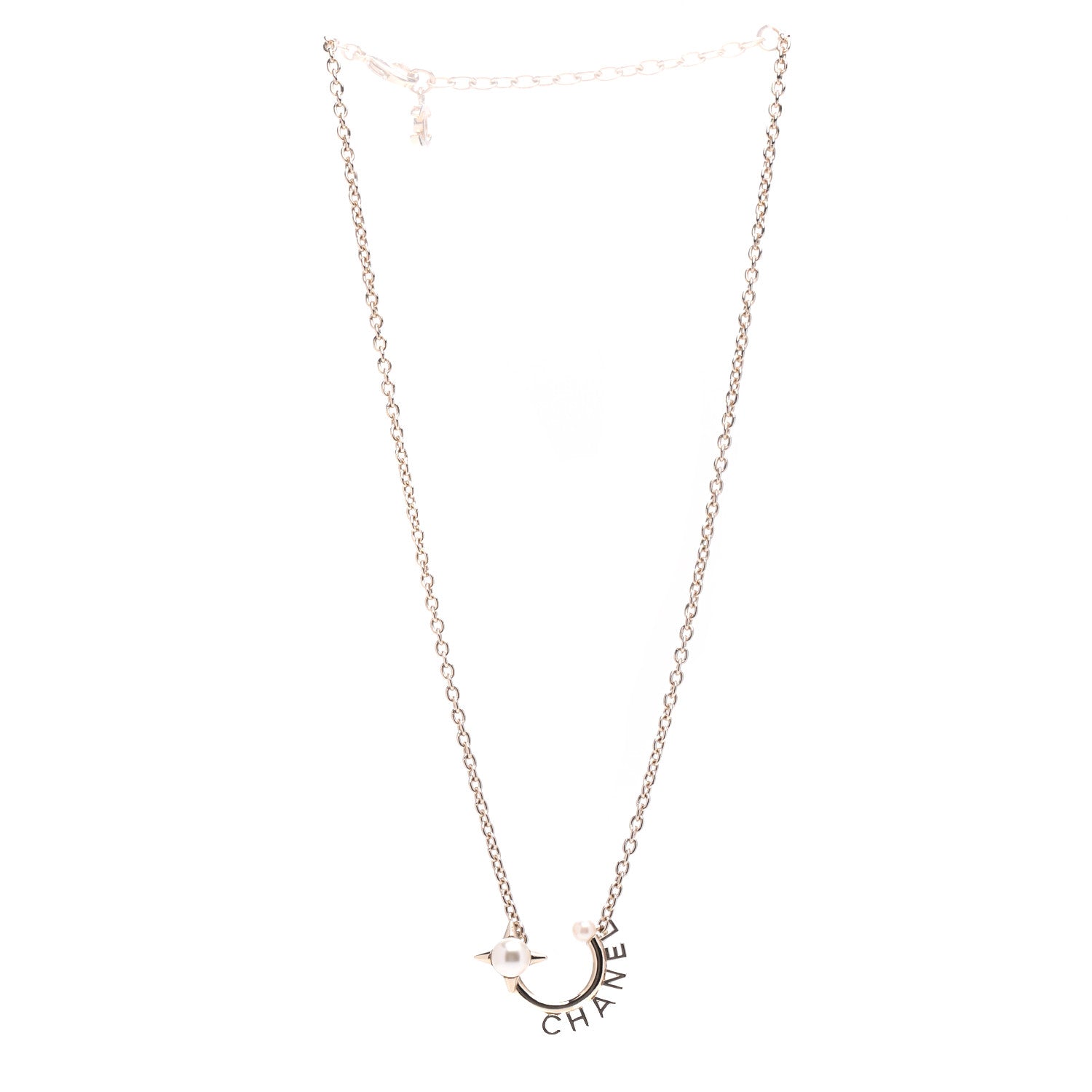 Chanel Pearl Logo Necklace Gold 3 of 5