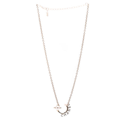 Chanel Pearl Logo Necklace Gold 3 of 5