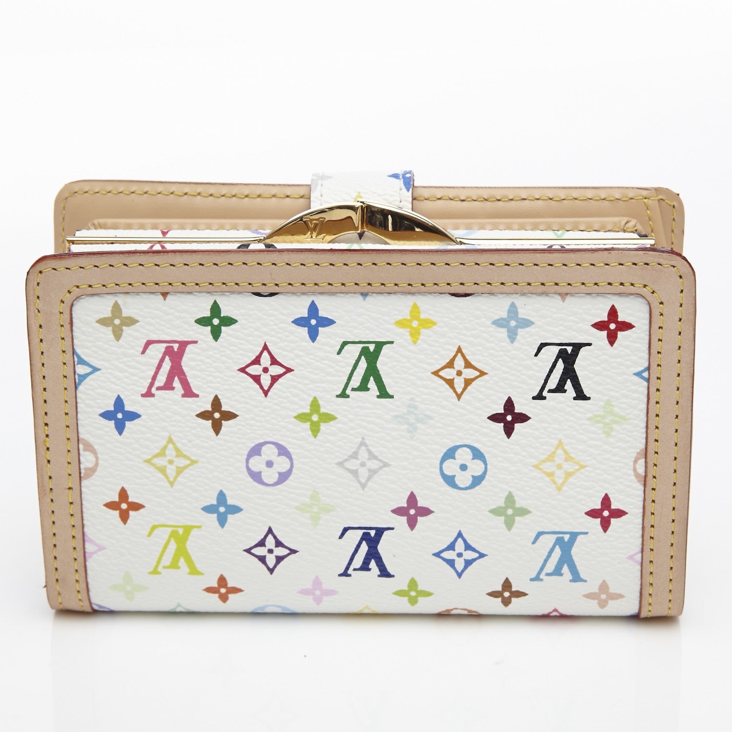 Louis Vuitton Monogram Multicolor French Purse Wallet White 4 of 7