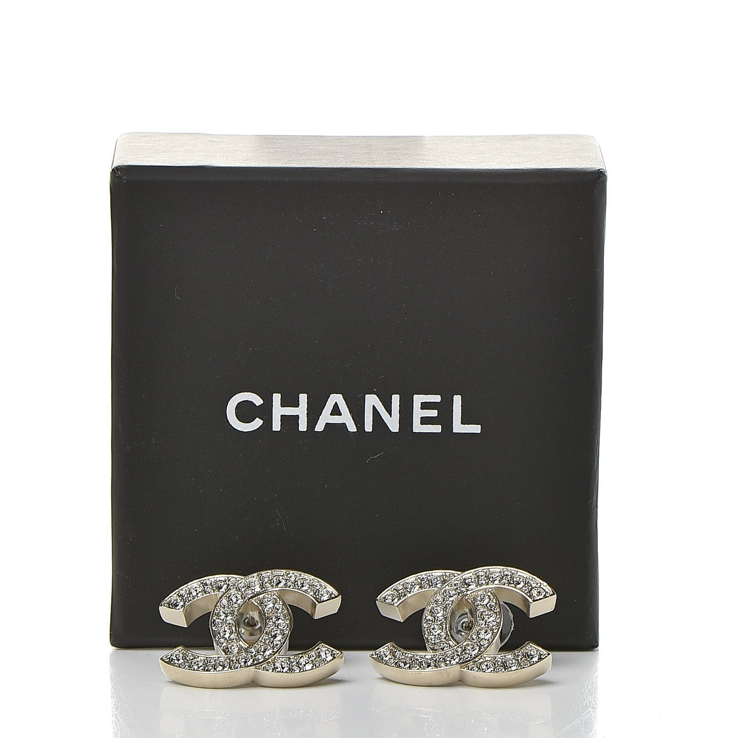 Crystal Large CC Earrings Silver