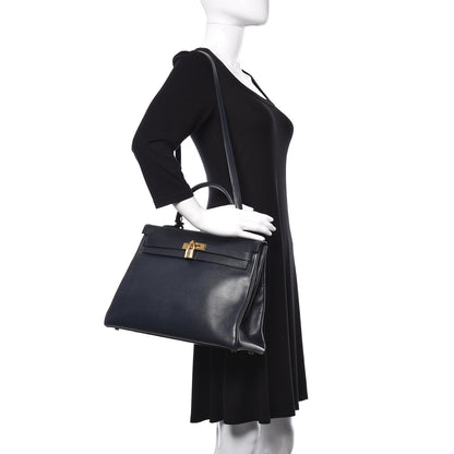 Hermes Courchevel Kelly Retourne 35 Bleu Marine 2 of 44