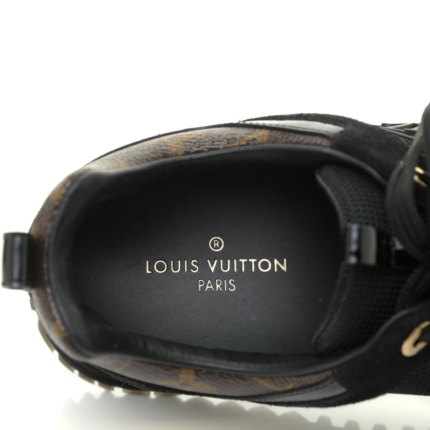 Suede Monogram Run Away Sneakers 38 Black