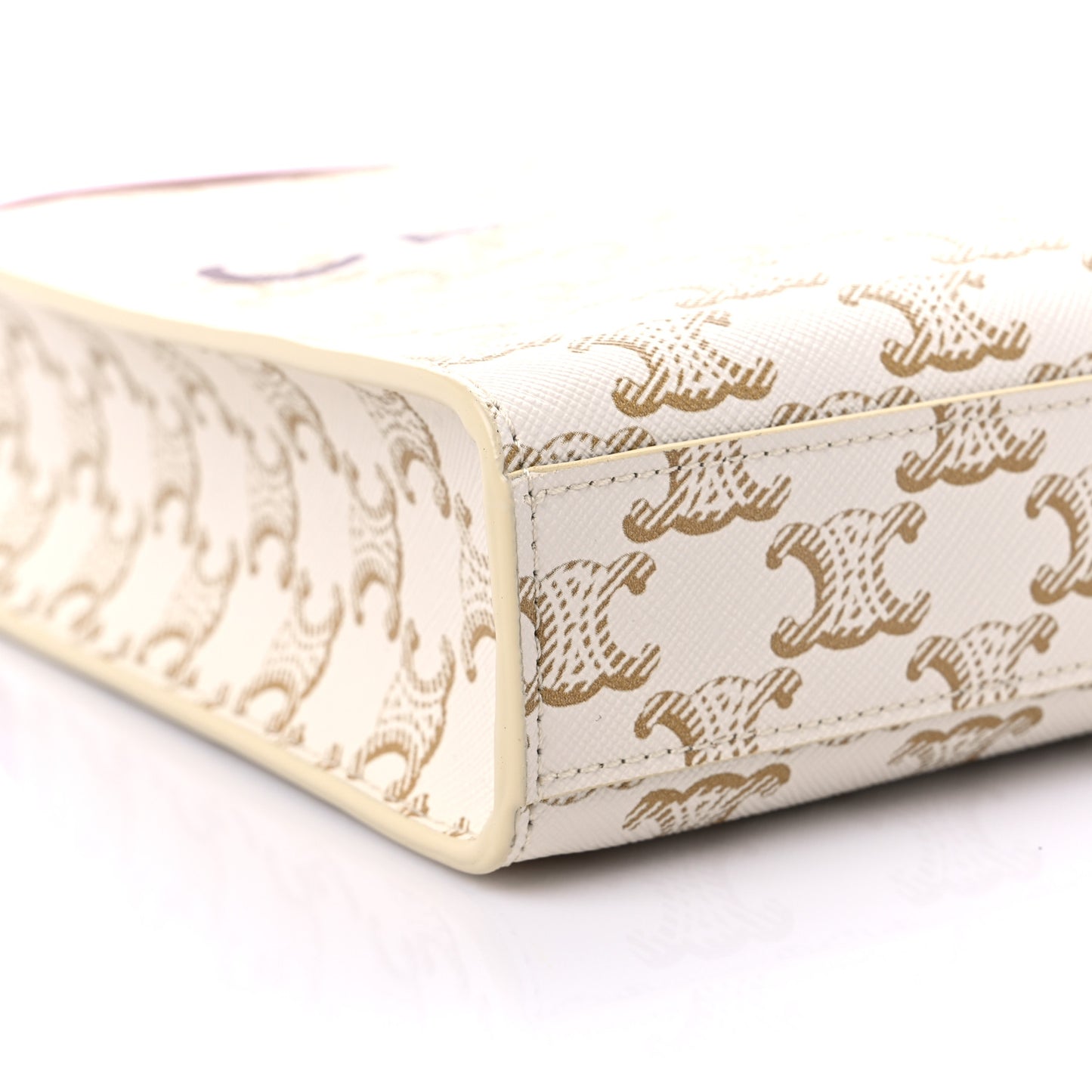 Triomphe Canvas Calfskin Mini Vertical Cabas White