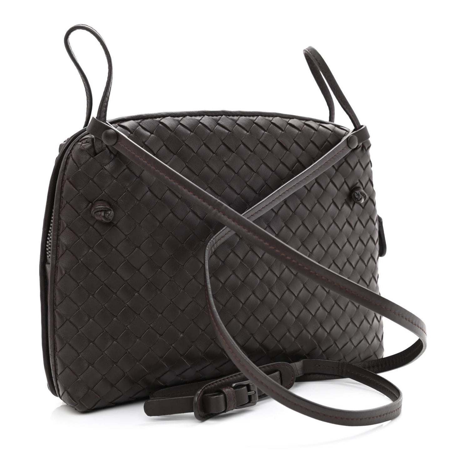 Nappa Intrecciato Nodini Crossbody Messenger Ebano