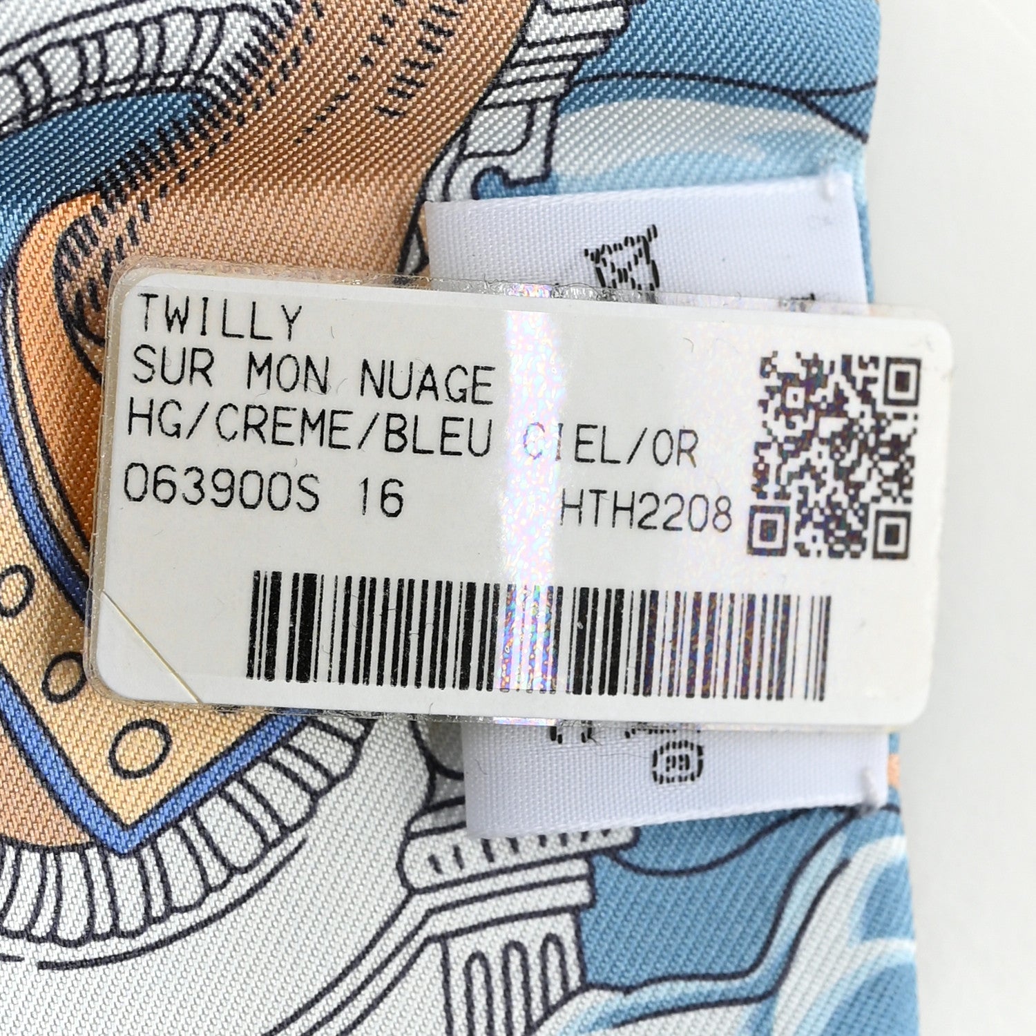 Hermes Silk Sur Mon Nuage Twilly Creme Bleu Ciel Orange 3 of 4