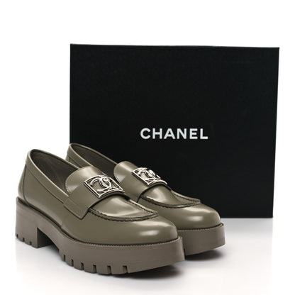 Chanel Calfskin Metal CC Loafers 39 Khaki 10 of 10