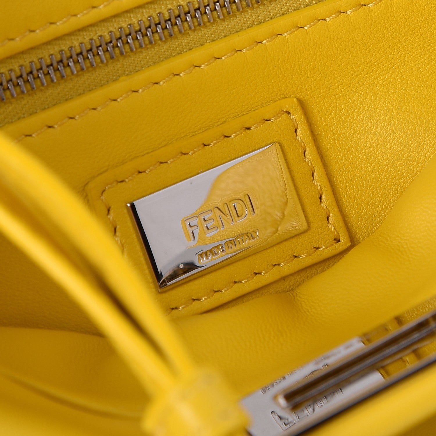 Fendi Nappa Mini Peekaboo Iconic Satchel Lime 7 of 9