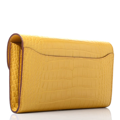 Hermes Matte Alligator Constance Long Wallet Jaune Ambre 3 of 6