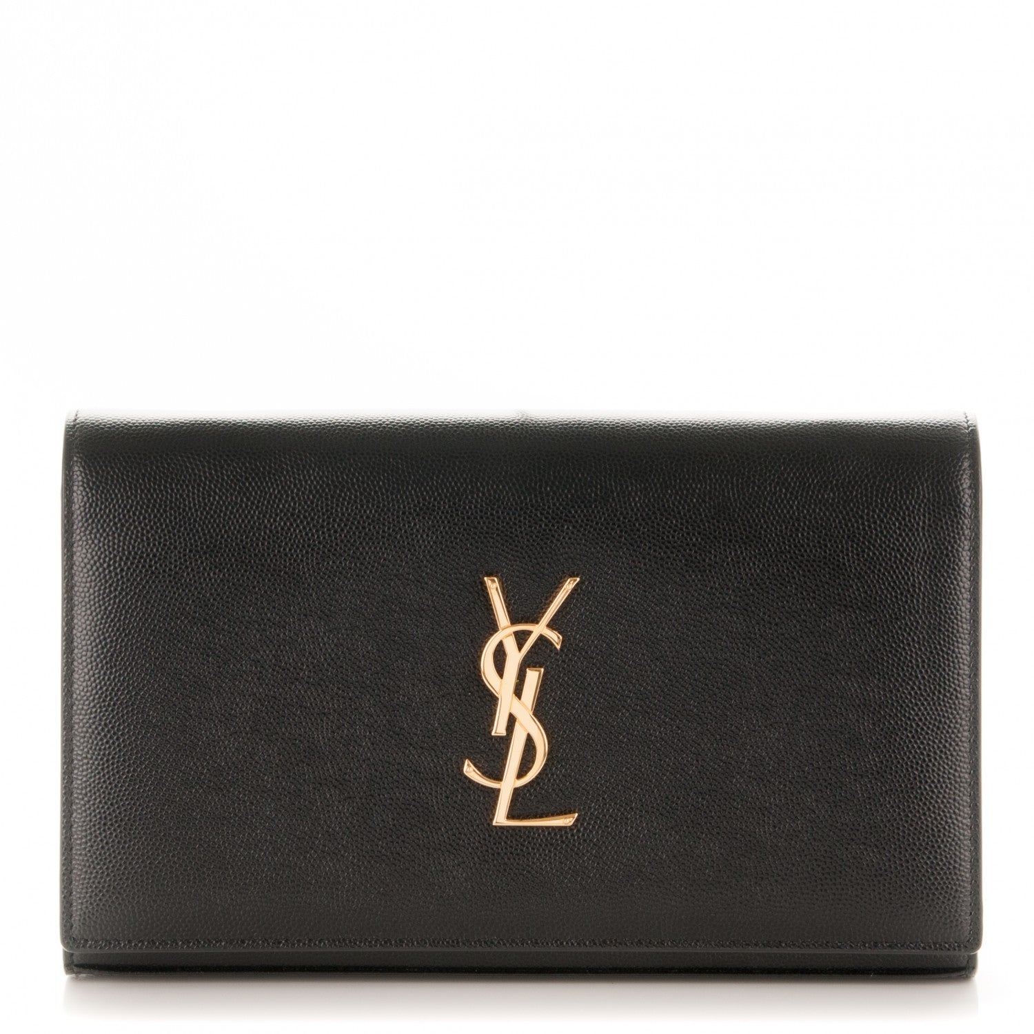 Saint Laurent Grain De Poudre Monogram Chain Wallet Black 1 of 7