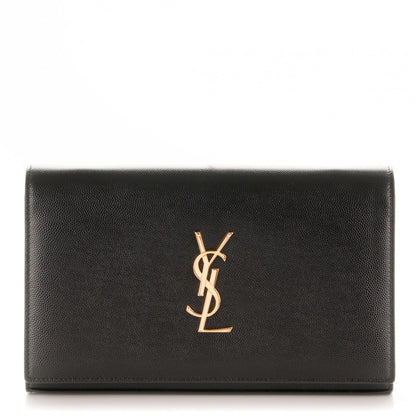 Saint Laurent Grain De Poudre Monogram Chain Wallet Black 1 of 7