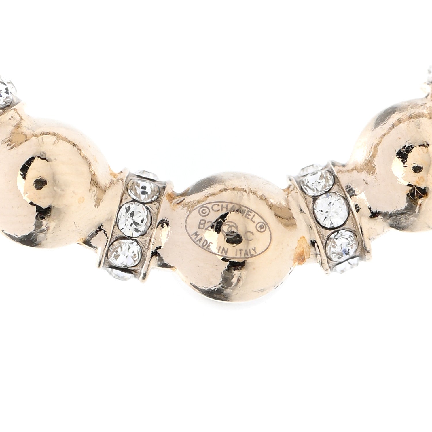 Chanel Pearl Crystal Nefertiti CC Drop Earrings Gold 4 of 8