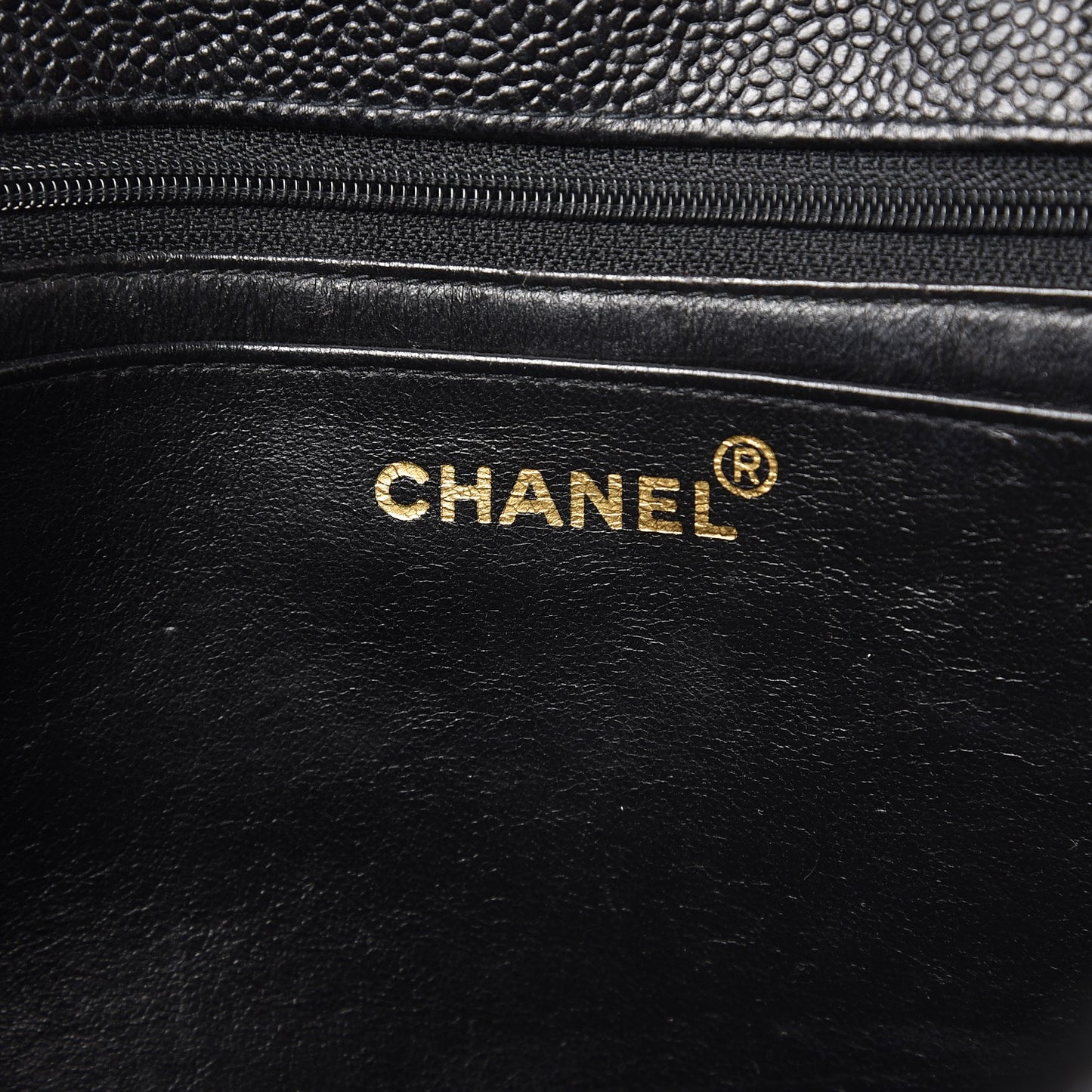Caviar Vertical Quilted Jumbo Flap Black