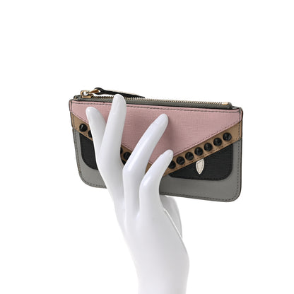 Fendi Vitello Elite Monster Eyes Studded Coin Pouch Key Case Ghiaccio Black Multicolor 2 of 6