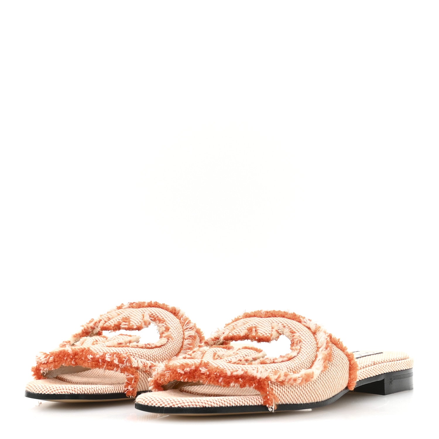 Gucci Canvas Interlocking G Bicolor Mountain Slide Sandals 35.5 Orange Natural 4 of 7